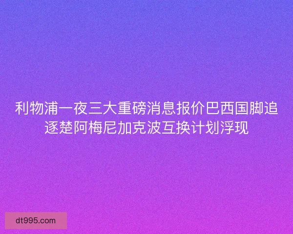 利物浦一夜三大重磅消息报价巴西国脚追逐楚阿梅尼加克波互换计划浮现